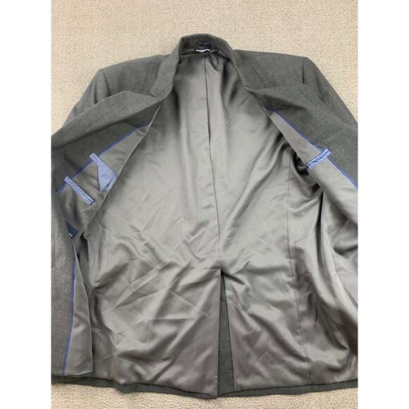 Saddlebred Blazer Men 40R Gray Motion Stretch 2 Button Lined Suit Jacket Poly - Picture 8 of 9